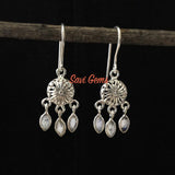Rainbow Moonstone Chandelier Sterling Silver Earring