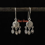 Rainbow Moonstone Chandelier Sterling Silver Earring