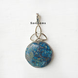 Chrysocolla Triquetra Knot Sterling Silver Pendant