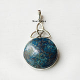 Chrysocolla Triquetra Knot Sterling Silver Pendant