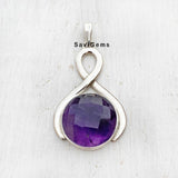 Amethyst Twisted Facetted Sterling Silver Pendant