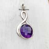 Amethyst Twisted Facetted Sterling Silver Pendant