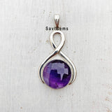 Amethyst Twisted Facetted Sterling Silver Pendant