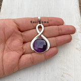 Amethyst Twisted Facetted Sterling Silver Pendant