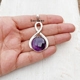 Amethyst Twisted Facetted Sterling Silver Pendant