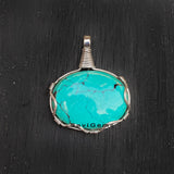 Natural Turquoise Oval Sterling Silver Pendant