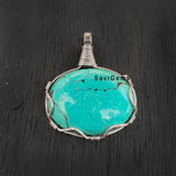 Natural Turquoise Oval Sterling Silver Pendant