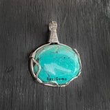 Natural Turquoise Oval Sterling Silver Pendant