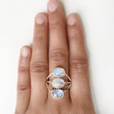Rainbow Moonstone Oval Sterling Silver Ring