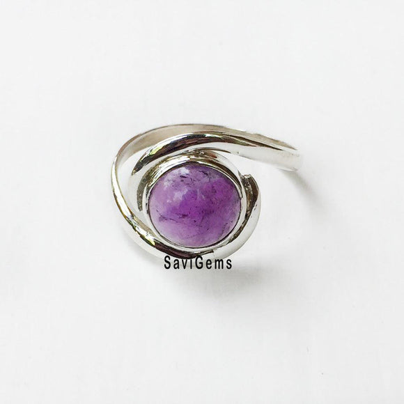 Amethyst Twist Sterling Silver Ring