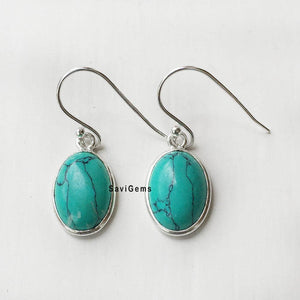 Turquoise Sterling Silver Oval Earring