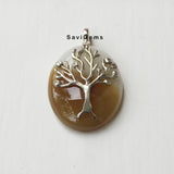 Tree Of Life Banded Onyx Sterling Silver Pendant