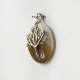 Tree Of Life Banded Onyx Sterling Silver Pendant
