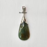 Moss Agate Drop Sterling Silver Pendant