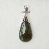 Moss Agate Drop Sterling Silver Pendant