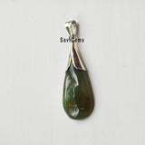 Moss Agate Drop Sterling Silver Pendant