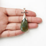 Moss Agate Drop Sterling Silver Pendant