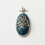 Chrysocolla Gothic Sterling Silver Pendant