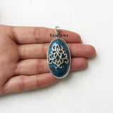 Chrysocolla Gothic Sterling Silver Pendant