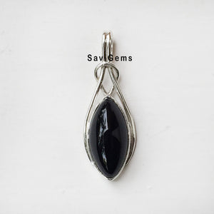 Black Onyx Reef Knot Sterling Silver Pendant