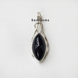 Black Onyx Reef Knot Sterling Silver Pendant