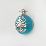 Blue Chalcedony Blooming Tree Sterling Silver Pendant