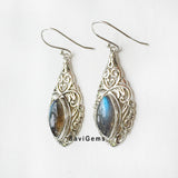 Labradorite Marquise Filigree Sterling Silver Earring