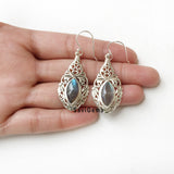 Labradorite Marquise Filigree Sterling Silver Earring