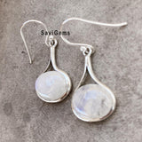 Rainbow Moonstone Drop Sterling Silver Earring