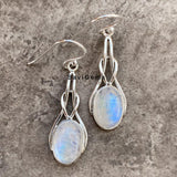 Rainbow Moonstone Knot Sterling Silver Earring