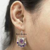 Amethyst Crescent Moon Sterling Silver Earring