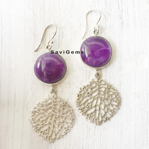 Amethyst Tree Of Life Sterling Silver Earring