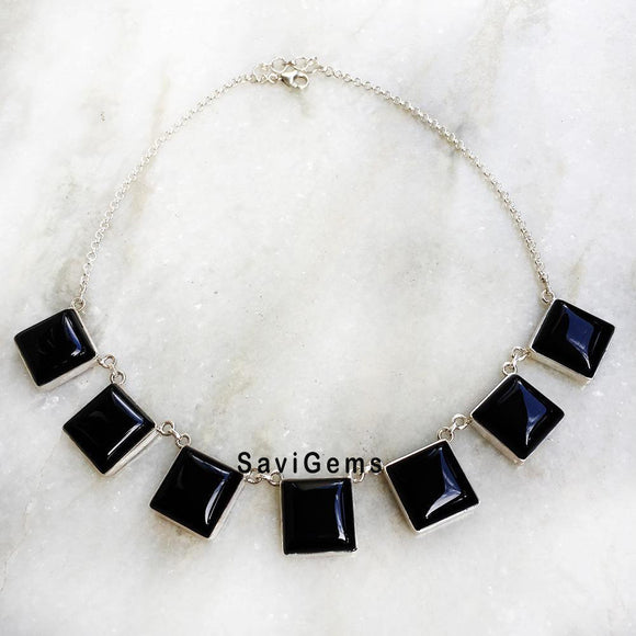 Black Onyx Sterling Silver Necklace