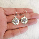 Rainbow Moonstone Disco Sterling Silver Earring
