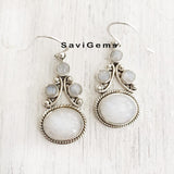 Rainbow Moonstone Fairy Sterling Silver Earring
