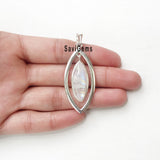 Rainbow Moonstone Marquise Sterling Silver Pendant