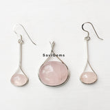 Rose Quartz Sterling Silver Pendant & Earring Set