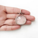 Rose Quartz Sterling Silver Pendant & Earring Set
