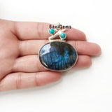 Labradorite & Turquoise Sterling Silver Pendant & Earring Set