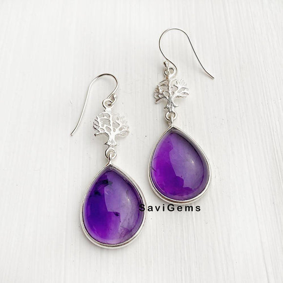 Amethyst Tree Sterling Silver Earring