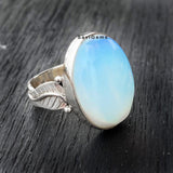 Opalite Oval Leaf Sterling Silver Ring