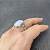 Opalite Oval Leaf Sterling Silver Ring