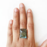 Labradorite Rectangle Sterling Silver Ring