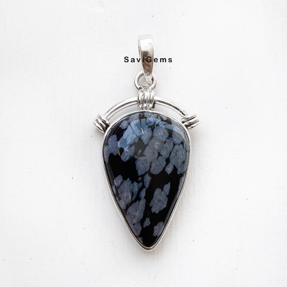 Snowflake obsidian Silver Pendant