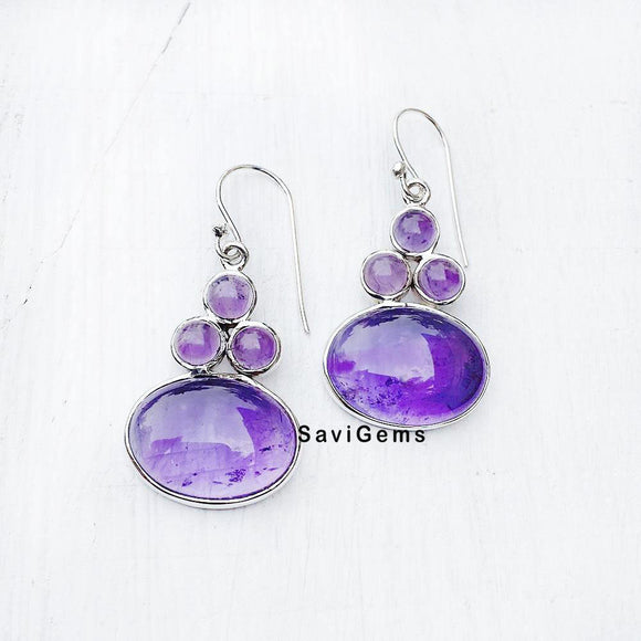 Amethyst Oval Sterling Silver Earring