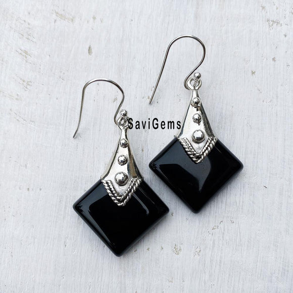 Black Onyx Tribal Sterling Silver Earring