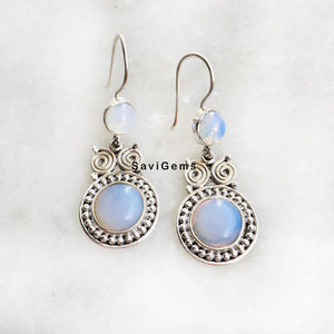 Opalite Owl Sterling Silver Earring