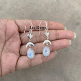 Rainbow Moonstone Lotus Sterling Silver Earring