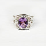 Amethyst Celtic 925 Sterling Silver Ring
