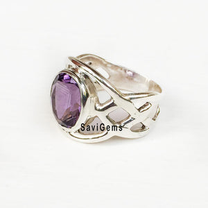 Amethyst Celtic 925 Sterling Silver Ring